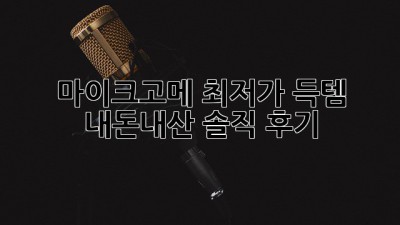 마이크고메 최저가 득템! 내돈내산 솔직 후기